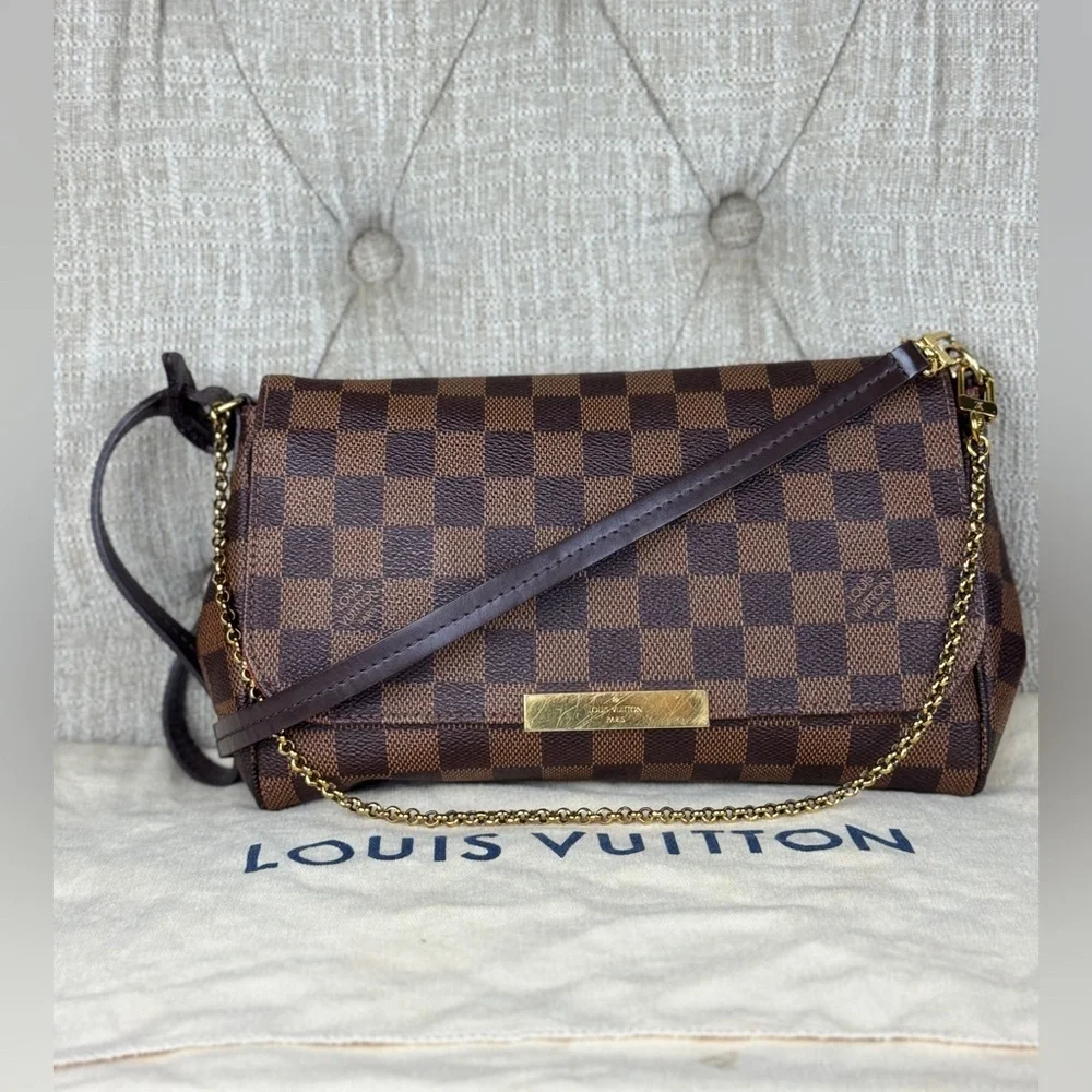 LOUIS VUITTON Favorite MM 2way Hand chain shoulder bag Damier Ebene Used - Picture 1 of 13